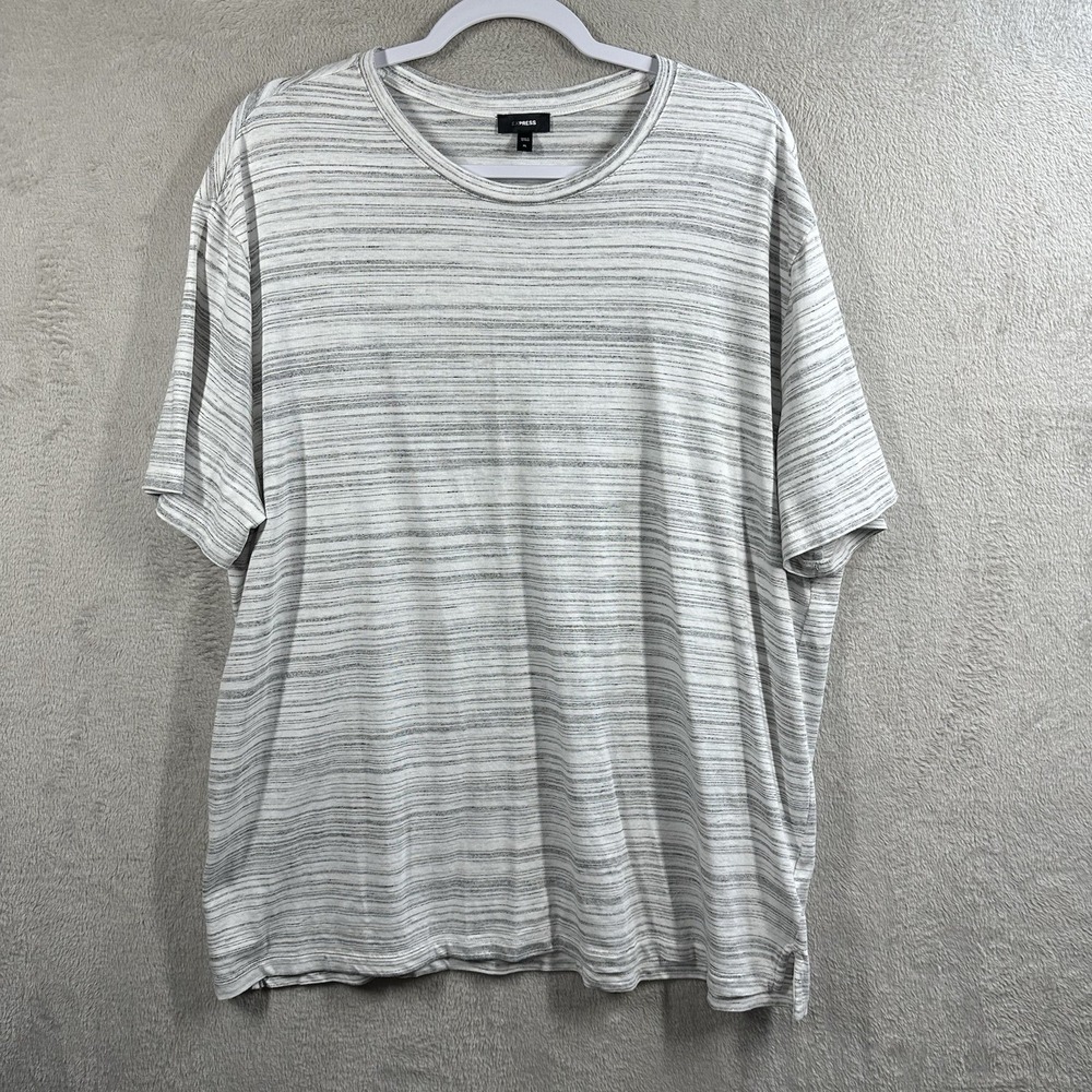 Express Short Sleeve T-shirt Men's XL Gray Stripe Casual‎